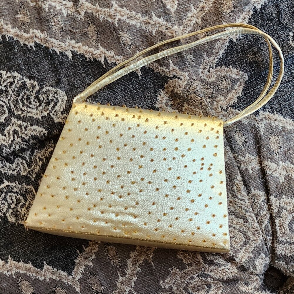 Sasha Gold Formal Satin Beaded Dress Purse